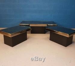 Vintage Retro Mid Century Set Of Three Mirrored Coffee Tables / Side Tables