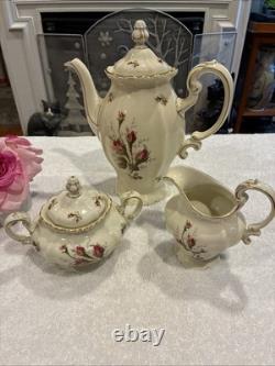Vintage Rosenthal Germany Pompadour Tea / Coffee Pot With Creamer & Sugar Set
