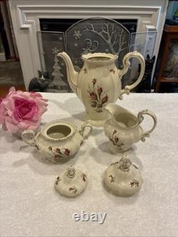 Vintage Rosenthal Germany Pompadour Tea / Coffee Pot With Creamer & Sugar Set