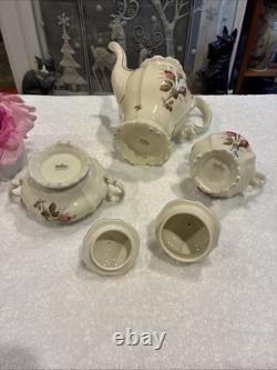 Vintage Rosenthal Germany Pompadour Tea / Coffee Pot With Creamer & Sugar Set