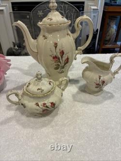 Vintage Rosenthal Germany Pompadour Tea / Coffee Pot With Creamer & Sugar Set