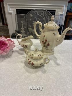 Vintage Rosenthal Germany Pompadour Tea / Coffee Pot With Creamer & Sugar Set
