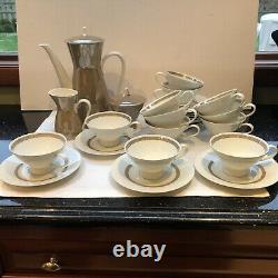 Vintage Rosenthal Taupe Band Raymond Loewy Coffee Service Set for 8 Mint 21 PC