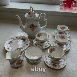 Vintage Royal Albert Bone China Tranquility Coffee Pot Cups Saucers, Sugar Milk