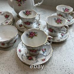 Vintage Royal Albert Bone China Tranquility Coffee Pot Cups Saucers, Sugar Milk