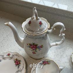Vintage Royal Albert Bone China Tranquility Coffee Pot Cups Saucers, Sugar Milk
