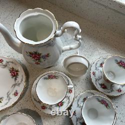 Vintage Royal Albert Bone China Tranquility Coffee Pot Cups Saucers, Sugar Milk