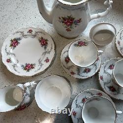 Vintage Royal Albert Bone China Tranquility Coffee Pot Cups Saucers, Sugar Milk