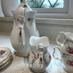 Vintage Royal Albert Bone China Tranquility Coffee Pot Cups Saucers, Sugar Milk