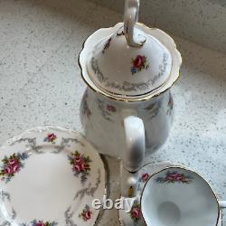 Vintage Royal Albert Bone China Tranquility Coffee Pot Cups Saucers, Sugar Milk