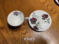 Vintage Royal Albert Masquerade (silver rim) Bone China Tea & Coffee Set 34 Pcs