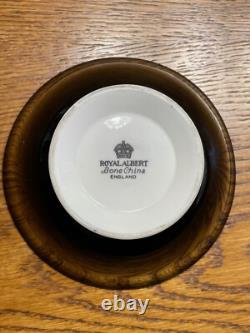 Vintage Royal Albert Masquerade (silver rim) Bone China Tea & Coffee Set 34 Pcs