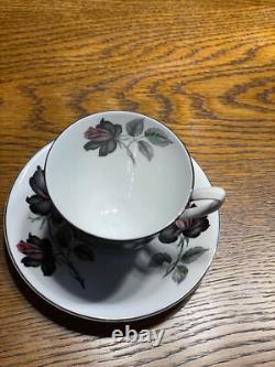 Vintage Royal Albert Masquerade (silver rim) Bone China Tea & Coffee Set 34 Pcs