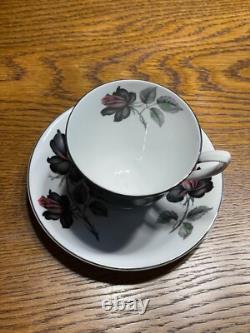 Vintage Royal Albert Masquerade (silver rim) Bone China Tea & Coffee Set 34 Pcs