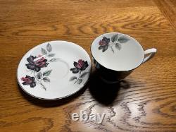 Vintage Royal Albert Masquerade (silver rim) Bone China Tea & Coffee Set 34 Pcs