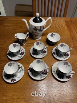 Vintage Royal Albert Masquerade (silver rim) Bone China Tea & Coffee Set 34 Pcs