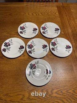 Vintage Royal Albert Masquerade (silver rim) Bone China Tea & Coffee Set 34 Pcs