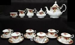 Vintage Royal Albert Old Country Roses Tea Coffee Pot Set with 6 Cups & Saucers