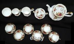 Vintage Royal Albert Old Country Roses Tea Coffee Pot Set with 6 Cups & Saucers