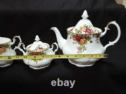 Vintage Royal Albert Old Country Roses Tea Coffee Pot Set with 6 Cups & Saucers