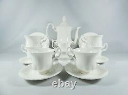 Vintage Royal Albert Reverie 15pc Coffee Set Pot Cup Saucer Duo White Bone China