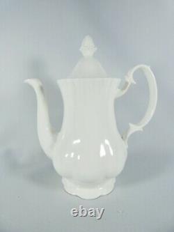 Vintage Royal Albert Reverie 15pc Coffee Set Pot Cup Saucer Duo White Bone China