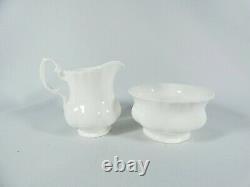 Vintage Royal Albert Reverie 15pc Coffee Set Pot Cup Saucer Duo White Bone China