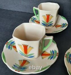 Vintage Royal Doulton 1930's Demitasse Coffee Set Porcelain Mecca 5103 Art Deco