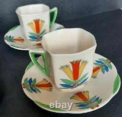 Vintage Royal Doulton 1930's Demitasse Coffee Set Porcelain Mecca 5103 Art Deco