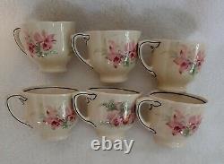 Vintage Royal Doulton Orchid D5215 Earthenware 13pce Coffee Set 1932 Black Trim