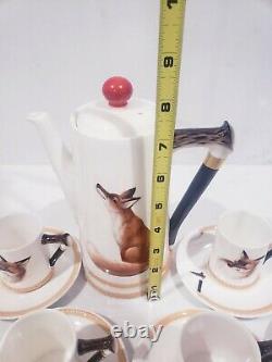 Vintage Royal Doulton Reynard The Fox Demitasse Coffee Set Porcelain