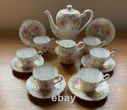 Vintage Royal Stafford Lilly Hand Painted 15 Piece Coffee Set circa 1930