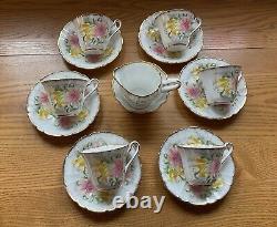 Vintage Royal Stafford Lilly Hand Painted 15 Piece Coffee Set circa 1930