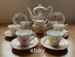 Vintage Royal Stafford Lilly Hand Painted 15 Piece Coffee Set circa 1930