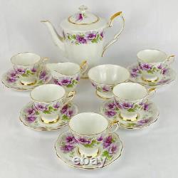 Vintage Royal Standard'Violetta' Coffee Pot, Sugar Bowl, Jug, 5 Cups & Saucers