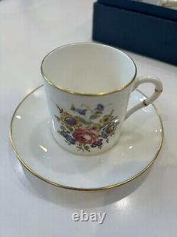 Vintage Royal Worcester'Bournemouth' Pattern Four Coffee Cups/Saucers -Unused