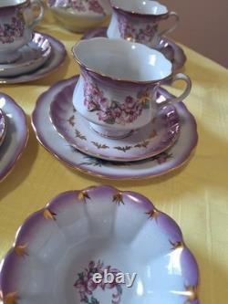 Vintage Russian Ukrainian? Coffee Set beautiful Purple lilac design