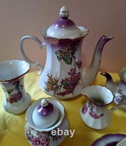 Vintage Russian Ukrainian? Coffee Set beautiful Purple lilac design