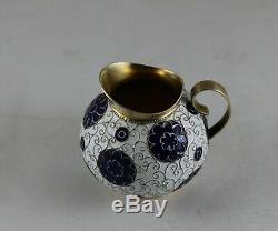 Vintage Russian Ussr Gilt Sterling Silver 916 Cloisonne Enamel Coffee Set