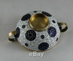 Vintage Russian Ussr Gilt Sterling Silver 916 Cloisonne Enamel Coffee Set