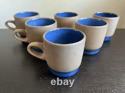 Vintage SET OF SIX (6) Heath Ceramics Rim Line Moonstone Stack Mugs Coffee Cups