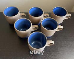 Vintage SET OF SIX (6) Heath Ceramics Rim Line Moonstone Stack Mugs Coffee Cups