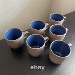 Vintage SET OF SIX (6) Heath Ceramics Rim Line Moonstone Stack Mugs Coffee Cups