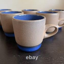 Vintage SET OF SIX (6) Heath Ceramics Rim Line Moonstone Stack Mugs Coffee Cups