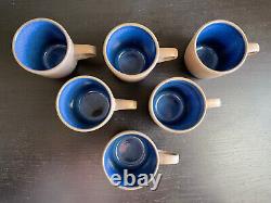 Vintage SET OF SIX (6) Heath Ceramics Rim Line Moonstone Stack Mugs Coffee Cups