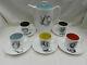 Vintage Susie Cooper Black Fruits Coffee Pot Set Includes 5 X Cups & Saucers