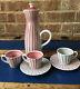 Vintage Scandinavian Stig Lindberg Style Striped Faience Coffee Set Unknown S