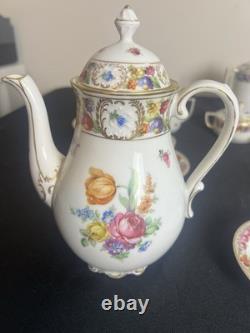 Vintage Schumann Bavaria Germany Empress Dresden Flowers Coffee/Tea Set 19 Pcs