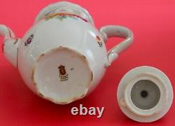 Vintage Schumann Germany Empress Dresden Pink Rose Coffee Pot Sugar Tray Set