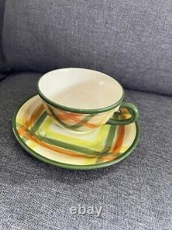 Vintage Set 12 Cups with Saucer Vernonware Tam O'Shanter Hand Painted Under Glaze